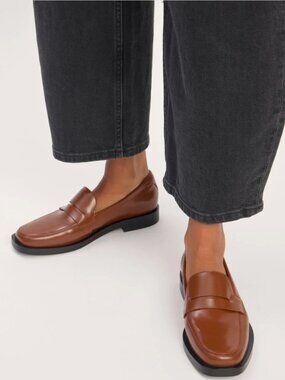 Everlane Penny Loafer Patent Rum Brown Leather Women's Size 10 NEW Classic BOX